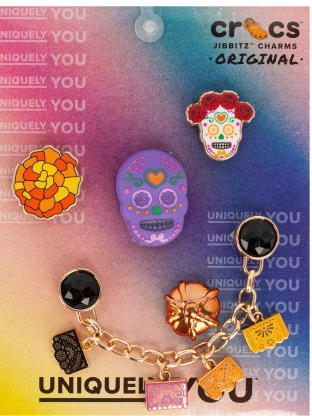 Uniquely You Crocs Jibbitz Charms Original Dia De Los Muertos Mix 5 Pack